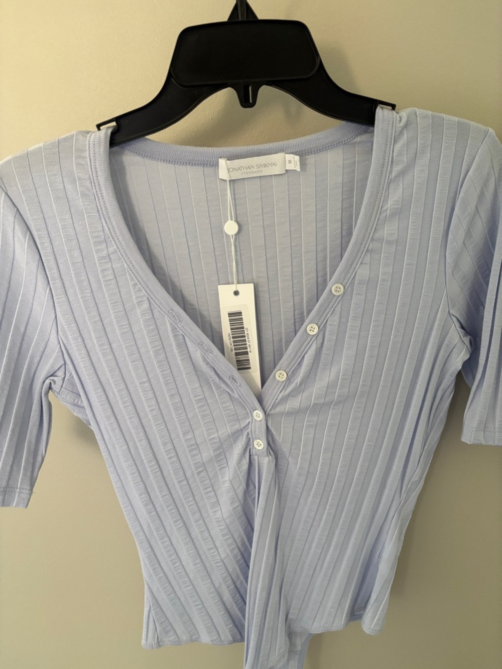 Jonathan Simkhai Light Blue Ribbed Bodysuit M NWT